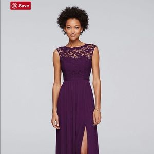 Long Bridesmaid Dress with Lace Bodice - PLUM
